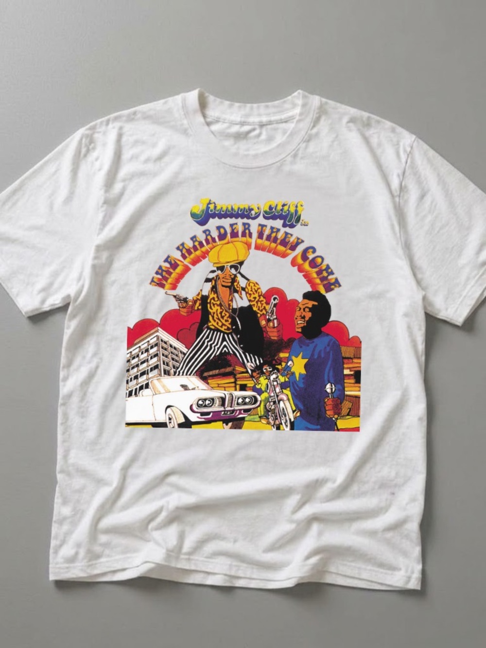 The Harder They Come Jimmy Cliff Reggae Music Film Graphic Tee Vintage Motorcycl